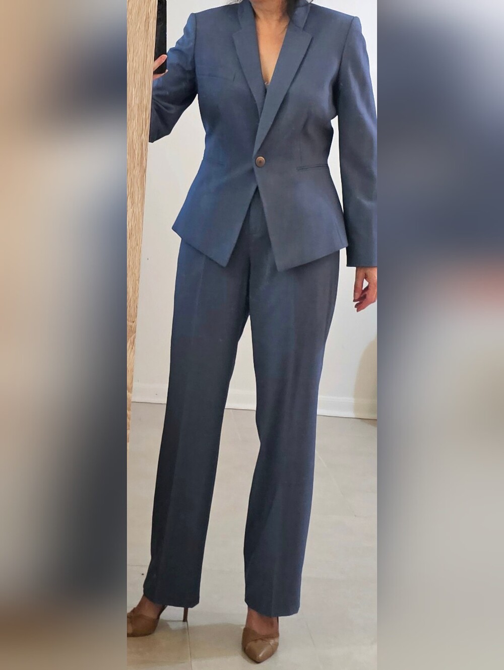 Alex Marie Blue Tailored Wide-Leg Trousers Suit Set